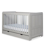 Ickle Bubba Pembrey Cot Bed, Under Drawer & Changing Unit - Ash Grey