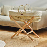Little Green Sheep Knitted Moses Basket + Stand Bundle - Choose Your Colour