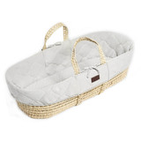Little Green Sheep Natural Quilted Moses Basket & Mattress - Dove
