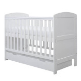 Ickle Bubba Coleby Mini Cot Bed, Under Drawer & Fibre Mattress - White
