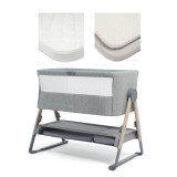 Mamas & Papas Lua Bedside Crib Bundle with Mattress Protector & Fitted Sheets - Grey