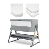 Mamas & Papas Lua Bedside Crib Bundle with Mattress Protector & Fitted Sheets