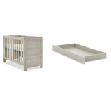 Obaby Nika Mini Cot Bed & Under Drawer - Grey Wash