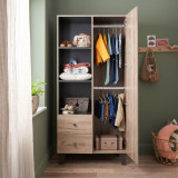 Tutti Bambini Como Wardrobe - Distressed Oak / Slate Grey