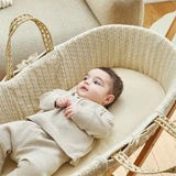 Little Green Sheep Knitted Moses Basket - Linen