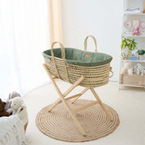 Clair de Lune Organic Palm Moses Basket - Forest Green