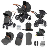 Ickle Bubba Stomp Luxe Stratus Travel System - Black/Charcoal Grey/Tan