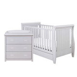 Babymore Stella Sleigh 2 Piece Room Set + FREE Fibre Mattress - Grey