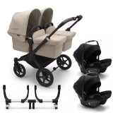 Bugaboo Donkey 5 Twin Complete + Turtle Air - Black/Desert Taupe