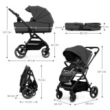 Kinderkraft YOXI 3-in-1 Pram & Car Seat Bundle - Moonlight Grey