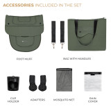 Kinderkraft YOXI 3-in-1 Pram & Car Seat Bundle - Mystic Green