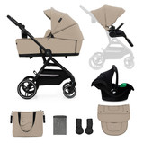 Kinderkraft YOXI 3-in-1 Pram & Car Seat Bundle - Sandy Beige