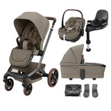 Maxi Cosi Fame Pebble 360 Pro2 Travel System - Twillic Truffle with Brown Wheels