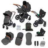 Ickle Bubba Stomp Luxe Cirrus Travel System - Black/Charcoal Grey/Tan