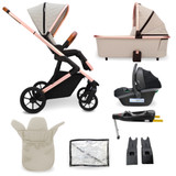 My Babiie MB500i 3-in-1 Travel System + Base - Rose Gold Stone
