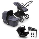 Bugaboo Fox Cub All Terrain Pushchair + Turtle Air & Base - Black/Stormy Blue