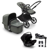 Bugaboo Fox Cub All Terrain Pushchair + Turtle Air & Base - Black/Forest Green