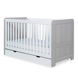 Ickle Bubba Pembrey 3 Piece Room Set, Under Drawer & Fibre Mattress - Ash Grey & White
