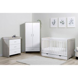 Ickle Bubba Pembrey 3 Piece Room Set, Under Drawer & Premium Sprung Mattress - Ash Grey & White