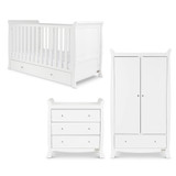 Ickle Bubba Snowdon Classic 3 Piece Room Set & Fibre Mattress - White