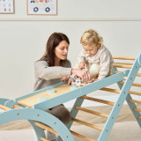 Tutti Bambini Scala Montessori 3 in 1 Pikler Climbing Frame with Climbing Wall - Ocean Stone