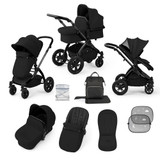 Ickle Bubba Stomp Luxe 9-Piece Pram - Black/Midnight/Black