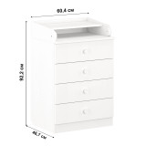 Shefa Kids Changing Dresser 600 with 4 Drawers - Elm White