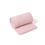 Clair de Lune Cotton Cellular Cot Blanket - Pink