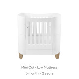 Gaia Baby Serena Mini Cot + Bedside Crib & Dresser - White/Natural