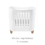 Gaia Baby Serena Mini Cot + Bedside Crib & Dresser - White/Natural