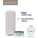 Diaper Genie Select Nappy Bin - Stone Grey