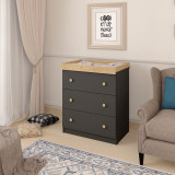 Shefa Kids Changing Unit 888 with 3 Drawers - Graphite/Cremona Oak