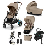 Cybex e-Gazelle S Taupe Double Travel System - Almond Beige