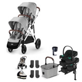 Cybex e-Gazelle S Silver Double Aton B2 Travel System Bundle - Stone Grey