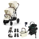 Cybex e-Gazelle S Taupe Double Aton B2 Travel System Bundle - Seashell Beige