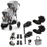 Cybex e-Gazelle S Silver Double Cloud G Travel System Bundle - Stone Grey