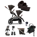 Cybex e-Gazelle S Taupe Twin Aton B2 Travel System - Chocolate Brown