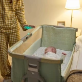 Tutti Bambini Cozee Sense Bedside Crib - Drifted Oak / Eucalyptus