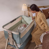 Tutti Bambini Cozee Sense Bedside Crib - Whitewash / Kelp