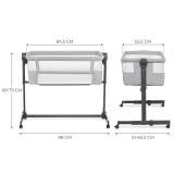 Kinderkraft Nestee Up 2 Bedside Crib - Full Light Grey