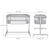 Kinderkraft Nestee Up 2 Bedside Crib - Light Grey