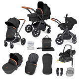 Ickle Bubba Stomp Luxe Cabriofix i-Size Travel System - Black/Midnight/Tan