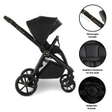 My Babiie MB450 LUXE 3-in-1 Travel System + Rotating Car Seat, Toddler Seat & Base - Black