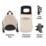 My Babiie MB450 LUXE 3-in-1 Travel System + Rotating Car Seat, Toddler Seat & Base - Feather