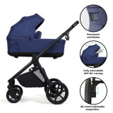 My Babiie MB450 LUXE 3-in-1 Travel System + Rotating Car Seat, Toddler Seat & Base - Indigo
