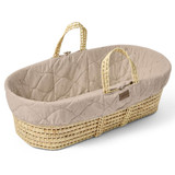 Little Green Sheep Organic Quilted Moses Basket & Mattress - Printed Truffle Rice