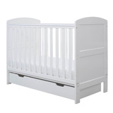 Ickle Bubba Coleby Mini Cot Bed, Under Drawer & All Seasons Premium Pocket Sprung Mattress - White