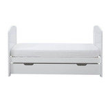 Ickle Bubba Coleby Mini Cot Bed, Under Drawer & All Seasons Premium Pocket Sprung Mattress - White