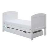 Ickle Bubba Coleby Mini Cot Bed, Under Drawer & All Seasons Premium Pocket Sprung Mattress - White
