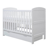 Ickle Bubba Coleby Mini Cot Bed, Under Drawer & All Seasons Premium Pocket Sprung Mattress - White